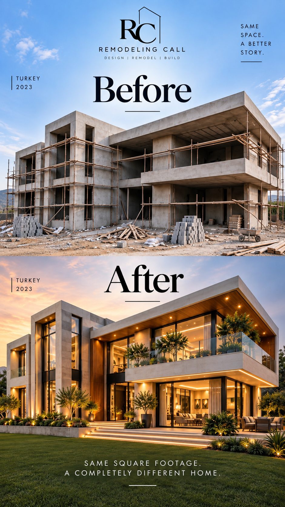Modern villa: under construction and completed